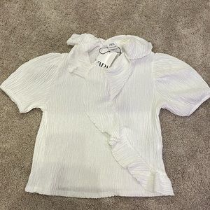 Zara Girls White Ruffle Top